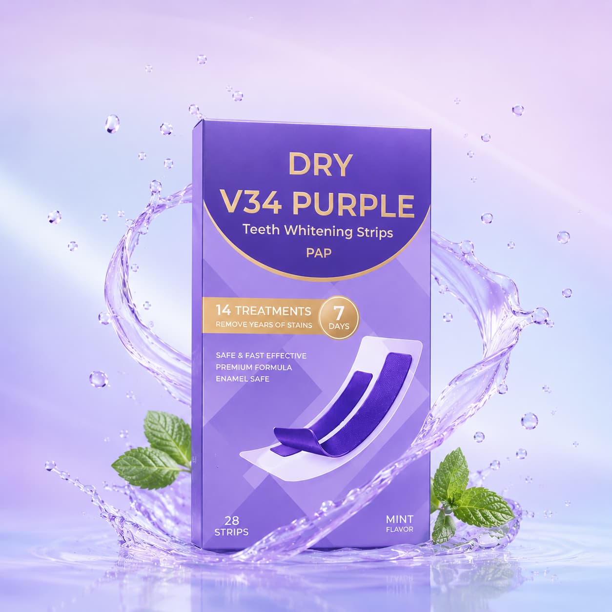 Dry Purple Teeth Whitening  Strips PAP+V34