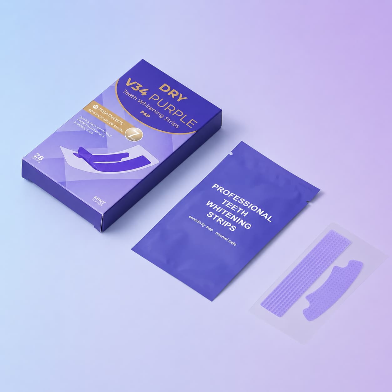 Dry Purple Teeth Whitening  Strips PAP+V34